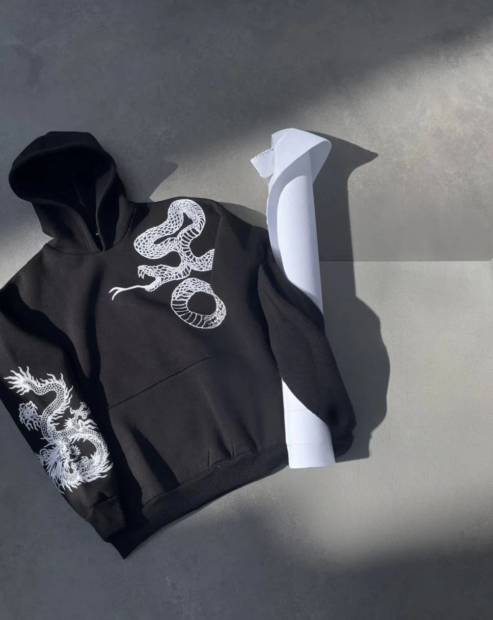 Uzun Kol Kapüşonlu Baskılı SweatShirt - Varsayılan