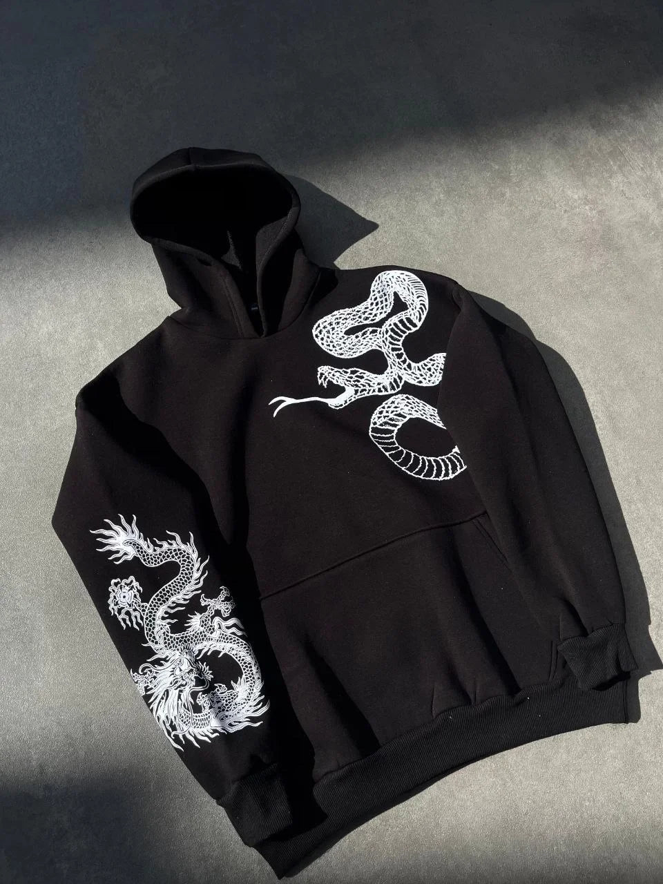 Uzun Kol Kapüşonlu Baskılı SweatShirt - Varsayılan