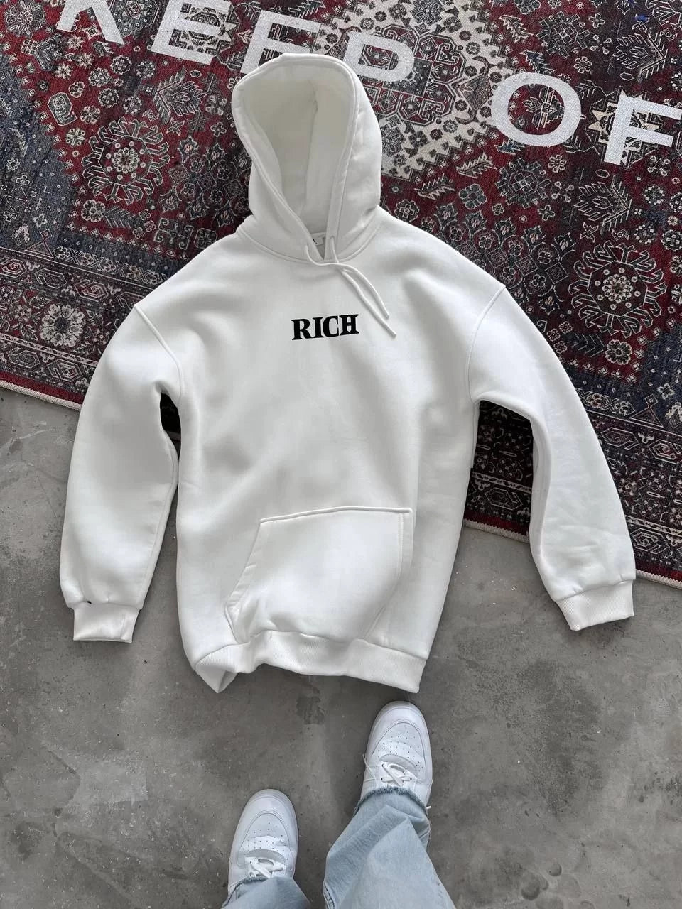 Uzun Kol Kapüşonlu Göğüs Baskılı SweatShirt - Varsayılan