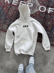 Uzun Kol Kapüşonlu Göğüs Baskılı SweatShirt - Varsayılan