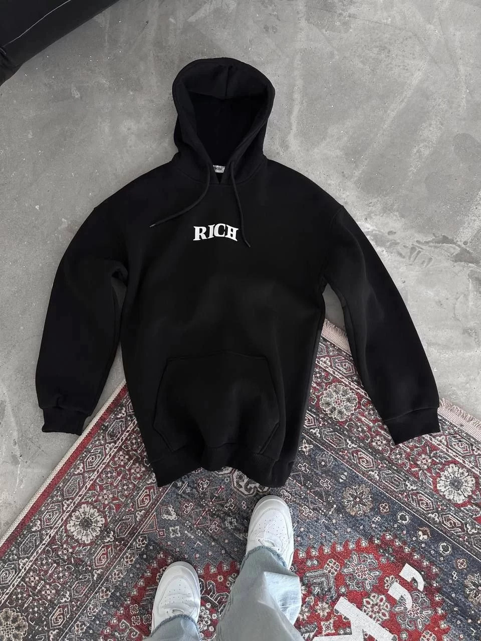 Uzun Kol Kapüşonlu Göğüs Baskılı SweatShirt - Varsayılan