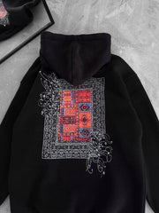 Uzun Kol Kapüşonlu Ön Ve Arka Baskılı SweatShirt - Varsayılan