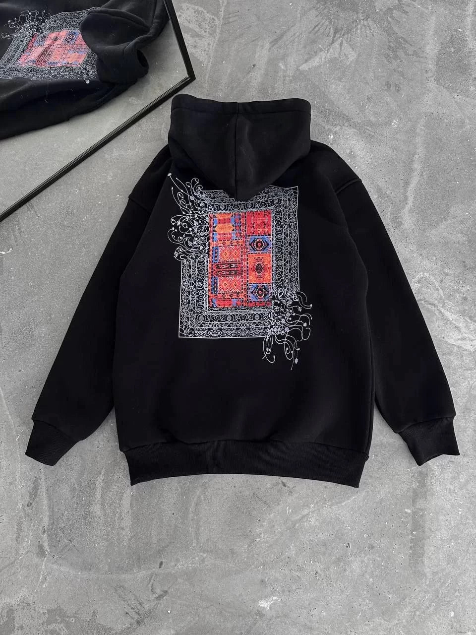 Uzun Kol Kapüşonlu Ön Ve Arka Baskılı SweatShirt - Varsayılan